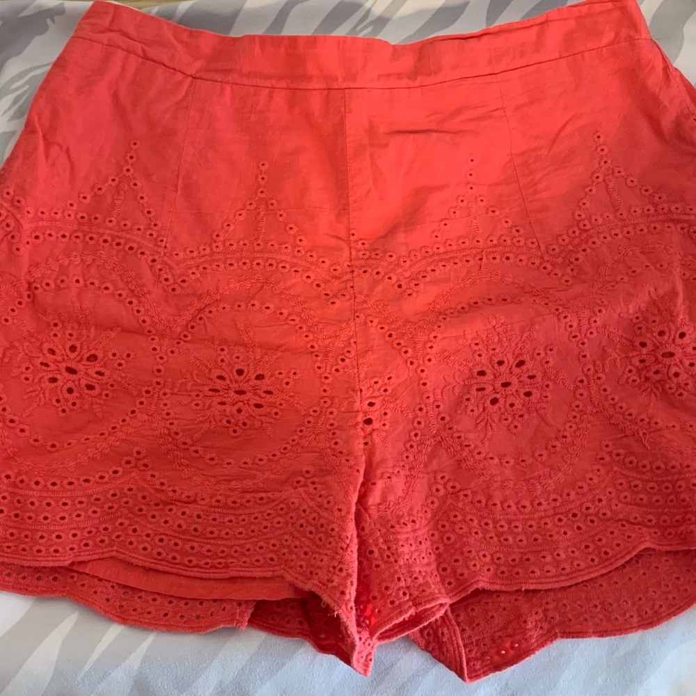 Molly Bracken High Waist Coral Eyelet Shorts